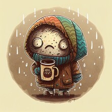 Cozy Sweater And Rainy Bliss: Huxley's Zombie Coffee Break