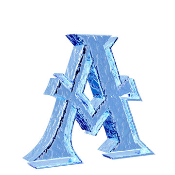Fluted ice symbol left side view. letter a