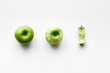 © TrueFrame Collective - Three stages of apple: just bought ripe green apple, peeled apple and apple core isolated on white background