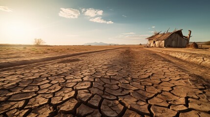 Wall Mural - drought-affected farm, signifying climate change's impact on food security generative ai