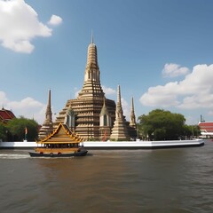 Wall Mural - beautiful emerald buddha view on river in Bangkok