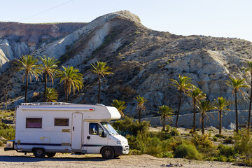 Wall Mural - Rv camper in Sierra Alhamilla mountains, Spain.