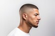 Man with a fade haircut trendy hairstyle isolated 