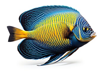 Wall Mural - Emperor Angelfish. Isolated on white background with clipping path