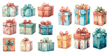 Watercolor Gift Clipart For Graphic Resources