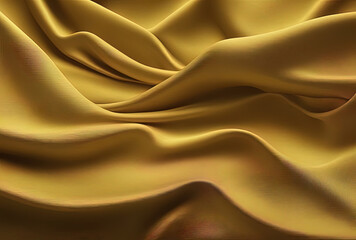 Three dimensional render textile of golden yellow wavy pattern with Generative AI.