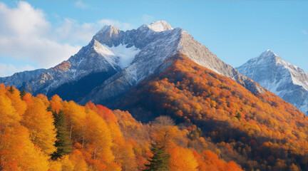 Wall Mural - Mountain peak in autumn. Generative AI.