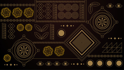 Wall Mural - Gold and black modern art deco background with shapes