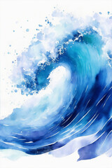 Wall Mural - Ocean waves watercolor illustration. Generative AI.