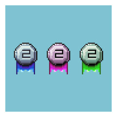 Poster - Pixel Art of medal ranking two . silver,pink,and green ranking two cup on pixelated style. Perfect for game developer who need medal assets for his game, and designer who's need pixelated medals