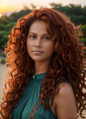 portrait of a teenage cute smiling redhead girl pretty girl with red hair 