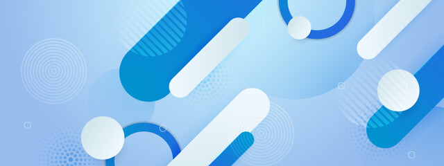 Blue modern abstract geometric banner with shapes
