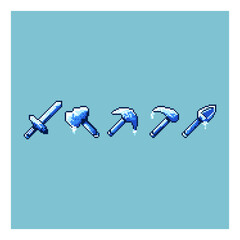 Poster - Pixel art sets of ice tools items asset on pixelated style.8bits perfect for game asset or design asset element for your game design asset.