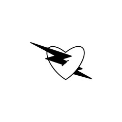 vector illustration of heart pierced by lightning concept