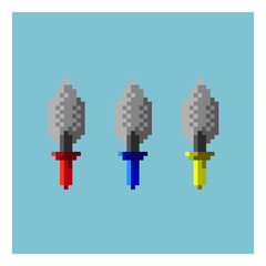 Poster - Pixel art sets of  scoop with variation color items asset. red,blue,and yellow scoop on pixelated style.8bits perfect for game asset or design asset element for your game design asset.