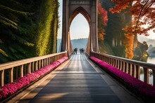 Bridge Over The River In Autumn