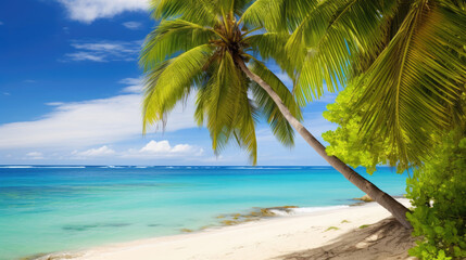 Wall Mural - Green Palms on tropical beach