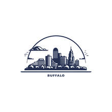 USA United States Of America Buffalo City Modern Landscape Skyline Logo. Panorama Vector Flat US New York State Icon With Abstract Shapes Of Landmarks, Skyscraper, Panorama, Buildings