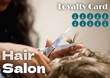 Composite of hair salon loyalty card text over caucasian man having hair cut in hairdresser's salon