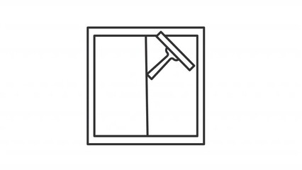 Poster - Black icon animation of window cleaning, HD video with transparent background, seamless loop 4K video representing housekeeping.