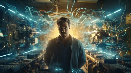A man working on a computer screen