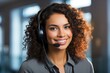 Call center, Beautiful female helpline operator in headset working at office. Technology, contact us and communication with happy employee operator in help desk agency.
