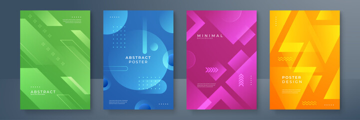 Wall Mural - Abstract trendy gradient flowing geometric pattern background texture for poster cover design. Minimal color gradient banner template. Modern vector wave shape for brochure
