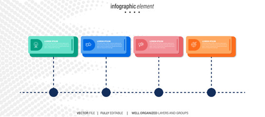 Four steps business infographics template vector.
