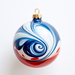 Artistic decorated Christmas ball on white background