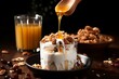 Nutrient rich muesli and milk, sweetened with a touch of golden honey