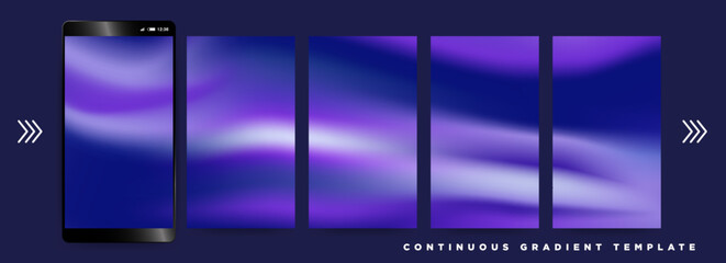 Wall Mural - Dark Blue Gradient Social Media Story Template. Continuous 9:16 ratio poster Vector Template. Navy, Purple, Blue, Teal . For designs, feeds, social media, web, banner, Editable Vector Illustration.
