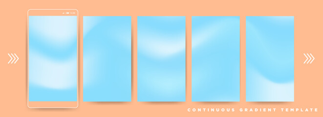 Sticker - Soft Baby Blue Gradient Social Media Story Template. Continuous 9:16 ration poster Vector Template. EPS 10. Five gradient backdrops. Perfect for designs, feeds, social media, web, banners. Vector.
