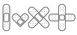 Medical cute illustration of band aid in outline style. Medical bandage plaster line icon.