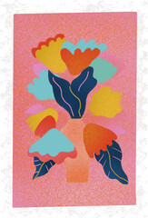 Poster - Flower vase stamp illustration