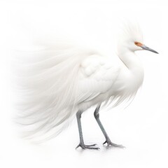 Wall Mural - Snowy egret bird isolated on white background.