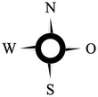 Kompass Rose Vektor mit vier Richtungen und deutscher Osten Bezeichnung.
Wind Rose in schwarz und grau.
Symbol für Marine-, Seefahrt - oder Trekking-Navigation oder zur Verwendung in eine Landkarte.