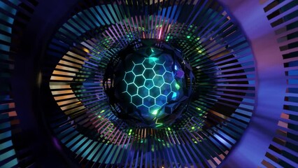 Wall Mural - abstract background 3d animation shiny futuristic composition made of geometric elements transforms 