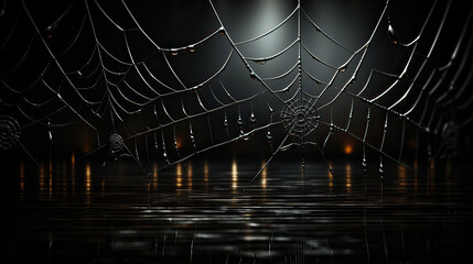 spider web with dew drops