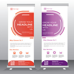 Wall Mural - roll up banner stand design with abstract geometric colorful. standee design, vertical banner, x standee banner template. pull up banner, presentation and brochure flyer. vector,