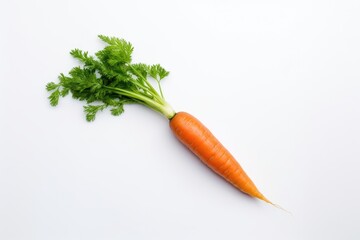 Wall Mural - Fresh carrot with green leaves isolated on white background. Healthy food and vegetables