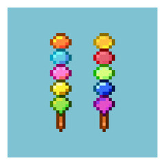 Poster - Pixel art sets of rounded cake food with variation color items asset on pixelated style.8bits perfect for game asset or design asset element for your game design asset.