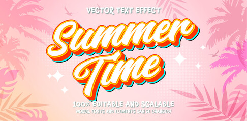 Sticker - Summer time editable text style effect. Vector text effect, with summer season event.