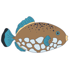 Wall Mural - Clown triggerfish cartoon illustration