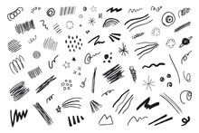 Seamless Pattern With Black Doodles, Scribbles And Squiggle Lines, Wavy Lines