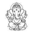 Ganesha coloring Page. Indian Hindu Mythology. Fashion Tattoo motives of the spirituality of the East. Coloring for adults.