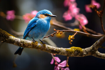 Wall Mural - blue bird on a branch