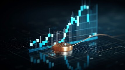 Wall Mural - Growth strategy business graph analysis concept on finance chart data diagram 3d background of digital financial technology stock market or investment, Generative AI