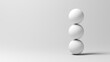 Balance. Three white spheres. 3d illustration.