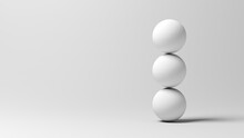 Balance. Three White Spheres. 3d Illustration.