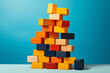 Concept wooden play build balance stack school tower education block wood toy brick